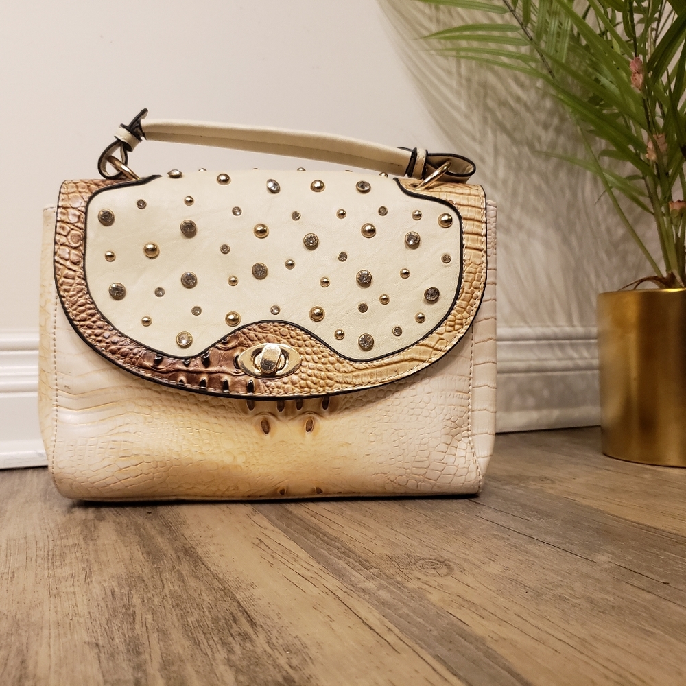 Jeweled Fauc Croc Handbag